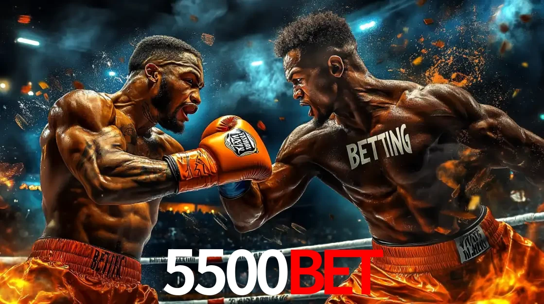 Dois boxeadores em uma luta intensa e explosiva, representando a adrenalina e as oportunidades de apostas em esportes de combate disponíveis na plataforma 5500bet.