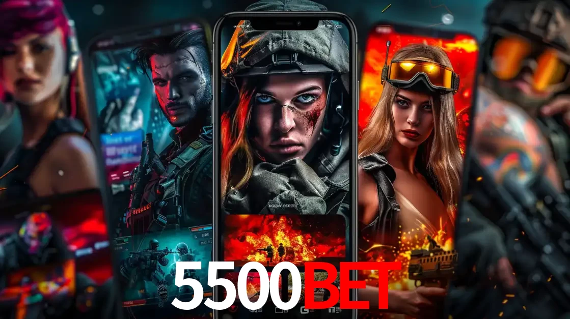 Montagem de telas de celular mostrando diversos personagens, masculinos e femininos, de um jogo de tiro, ilustrando a diversidade de equipes de e-sports para apostar no 5500bet.