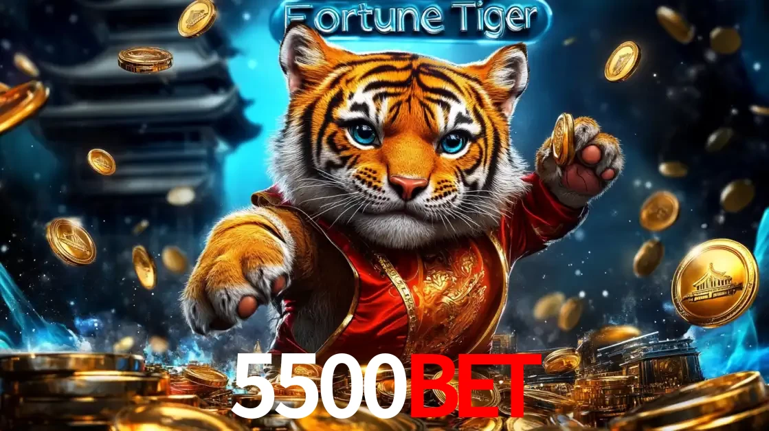 Imagem promocional do jogo de slot Fortune Tiger, com um tigre majestoso em traje tradicional cercado por uma fortuna em moedas de ouro, disponível agora no cassino 5500bet.